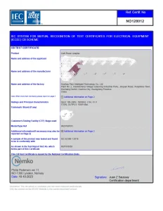 CB Cert PD100W certificate